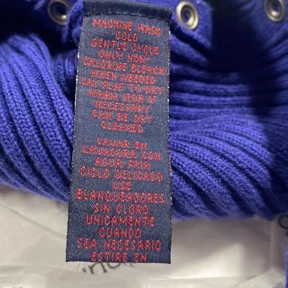 Ralph Lauren Womens Snap Button Long Sleeve Cotton Cable Knit Sweater Blue Large - Picture 12 of 12